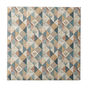 Abstract Modern Cubist Geometric Triangle Pattern Ceramic Tile