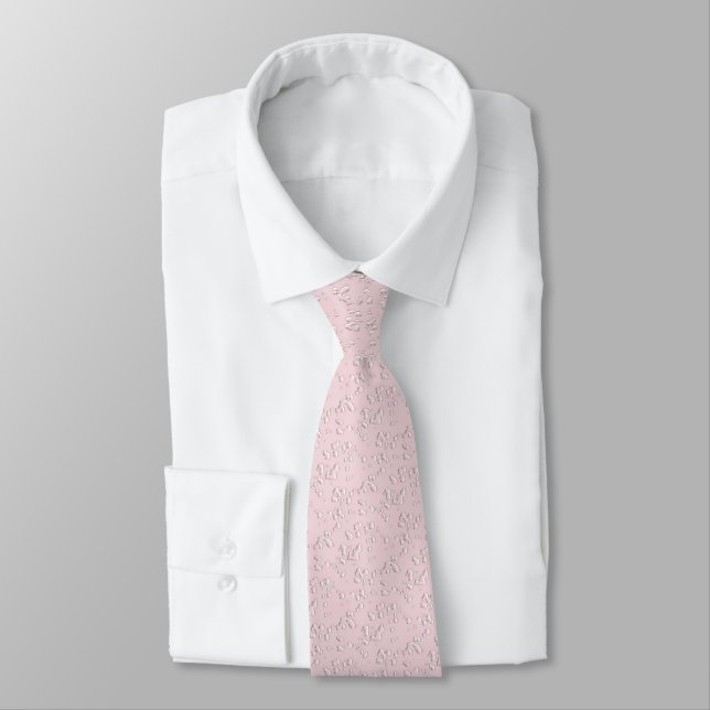 Abstract Modern Elegant Droplets Art Pastel Pink Tie (Tied)