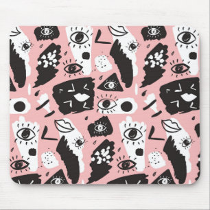 Abstract Modern Eye & Lips Pattern Mouse Pad