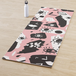Abstract Modern Eye & Lips Pattern Yoga Mat