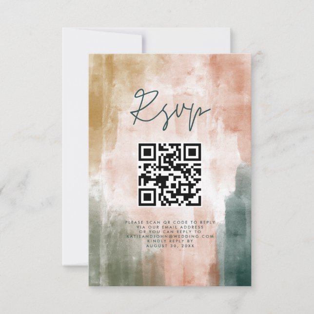 Abstract Modern Fall Boho Wedding RSVP Card (Front)
