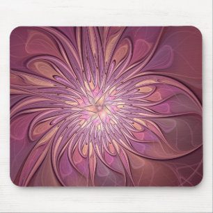 Abstract Modern Floral Fractal Art Berry Colors Mouse Pad