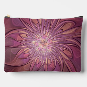 Abstract Modern Floral Fractal Art Berry Colours Accessory Pouch