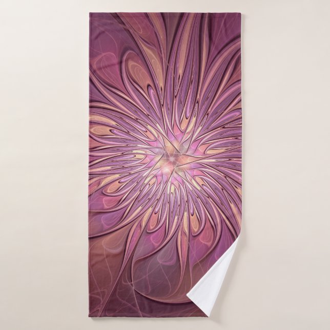 Abstract Modern Floral Fractal Art Berry Colours Bath Towel (Bath Towel)