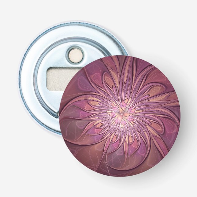 Abstract Modern Floral Fractal Art Berry Colours Bottle Opener (Front)