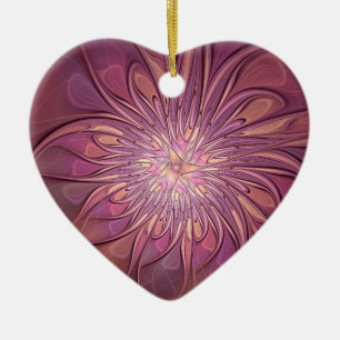 Abstract Modern Floral Fractal Art Berry Colours Ceramic Ornament