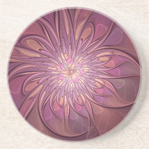 Abstract Modern Floral Fractal Art Berry Colours Coaster