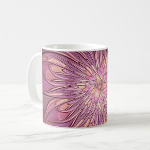 Abstract Modern Floral Fractal Art Berry Colours Coffee Mug