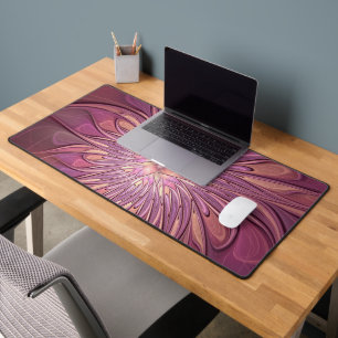 Abstract Modern Floral Fractal Art Berry Colours Desk Mat