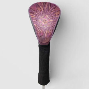 Abstract Modern Floral Fractal Art Berry Colours Golf Head Cover