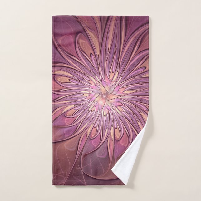 Abstract Modern Floral Fractal Art Berry Colours Hand Towel (Hand Towel)