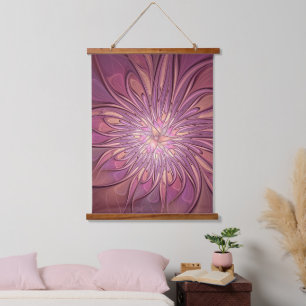 Abstract Modern Floral Fractal Art Berry Colours Hanging Tapestry