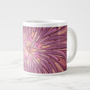 Abstract Modern Floral Fractal Art Berry Colours Large Coffee Mug