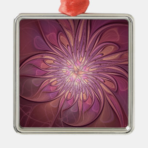 Abstract Modern Floral Fractal Art Berry Colours Metal Ornament