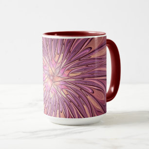 Abstract Modern Floral Fractal Art Berry Colours Mug