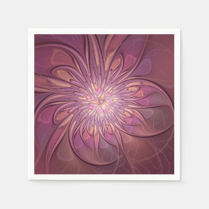 Abstract Modern Floral Fractal Art Berry Colours Napkin