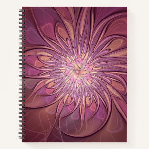 Abstract Modern Floral Fractal Art Berry Colours Notebook