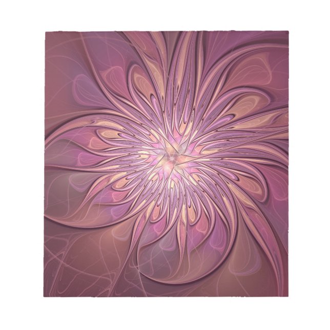 Abstract Modern Floral Fractal Art Berry Colours Notepad (Front)