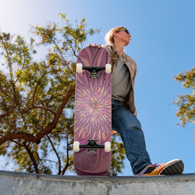 Abstract Modern Floral Fractal Art Berry Colours Skateboard (Outdoor 1)