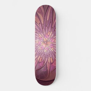 Abstract Modern Floral Fractal Art Berry Colours Skateboard