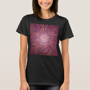 Abstract Modern Floral Fractal Art Berry Colours T-Shirt
