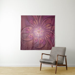 Abstract Modern Floral Fractal Art Berry Colours Tapestry