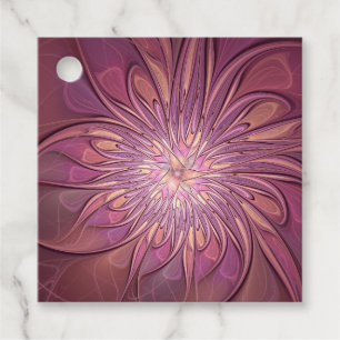 Abstract Modern Floral Fractal Berry Colours Custo Favour Tags