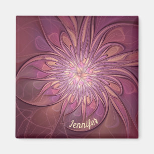 Abstract Modern Floral Fractal Berry Colours Name Magnet
