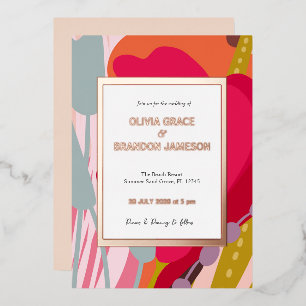 Abstract Modern Floral Wedding Gold