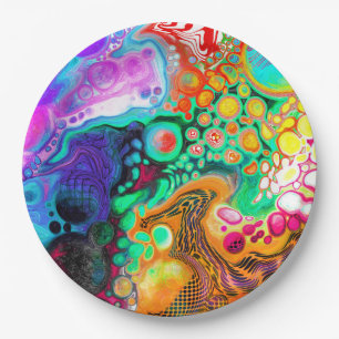  Abstract Modern Fluid Art   Paper Plate