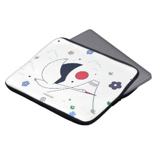 Abstract modern flying crane illustration laptop sleeve