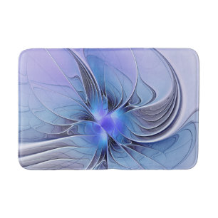 Abstract Modern Fractal Art Lavender Blue Bath Mat