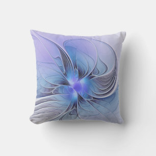 Abstract Modern Fractal Art Lavender Blue Cushion