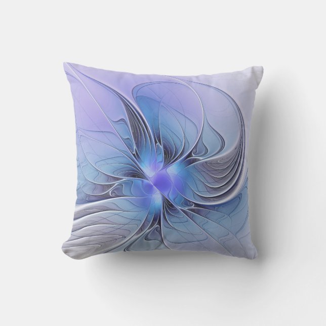 Abstract Modern Fractal Art Lavender Blue Cushion (Front)