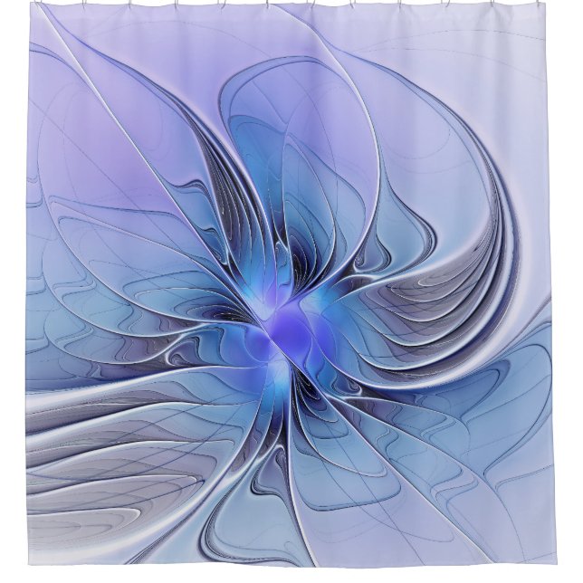 Abstract Modern Fractal Art Lavender Blue Shower Curtain (Front)