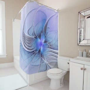 Abstract Modern Fractal Art Lavender Blue Shower Curtain