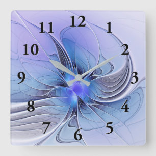 Abstract Modern Fractal Art Lavender Blue Square Wall Clock