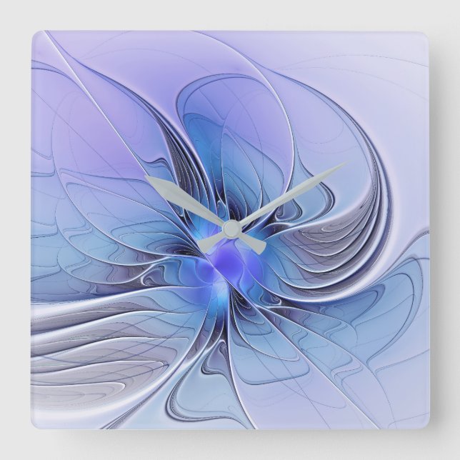Abstract Modern Fractal Art Lavender Blue Square Wall Clock (Front)
