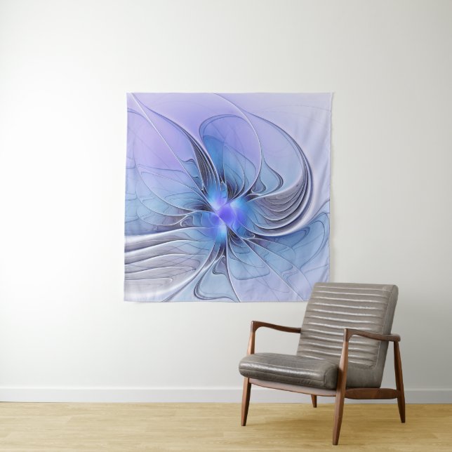 Abstract Modern Fractal Art Lavender Blue Tapestry (In Situ)