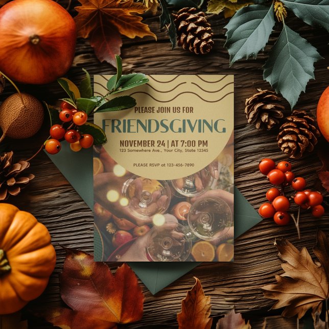 Abstract Modern Friendsgiving Thanksgiving Dinner Invitation (Creator Uploaded)