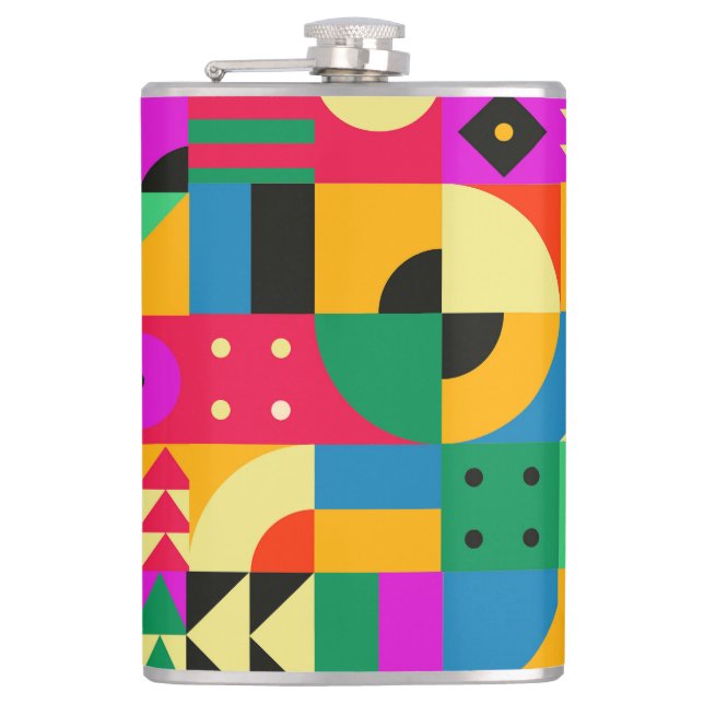Abstract Modern Garden Hip Flask (Front)
