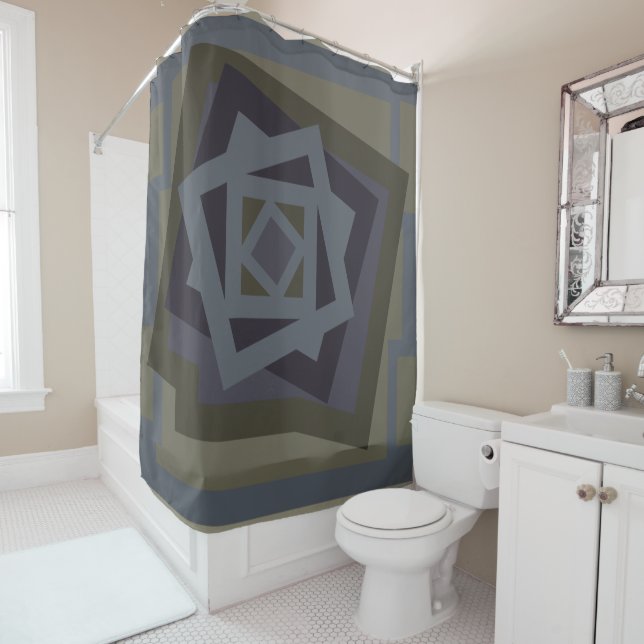 Abstract modern geometric art shower curtain (In Situ)