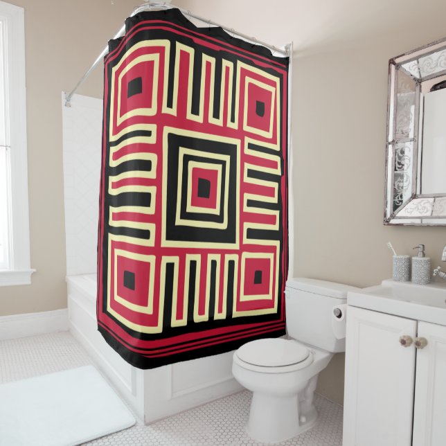 Abstract modern geometric art shower curtain (In Situ)