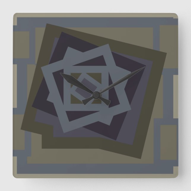Abstract modern geometric art square wall clock (Front)