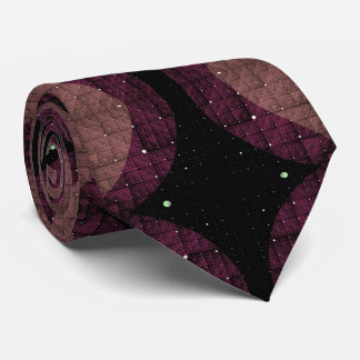 Abstract Modern Geometric Black Purple Fractal Art Tie