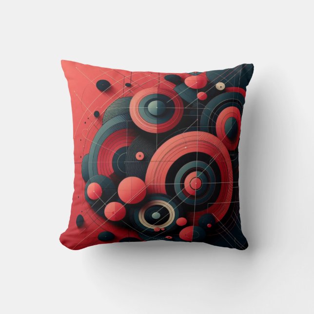 Abstract Modern Geometric Circle Throw Pillow (Front)