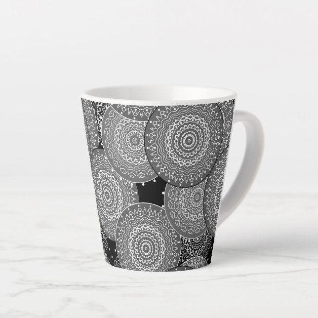 Abstract modern geometric circles round shapes man latte mug (Right Angle)