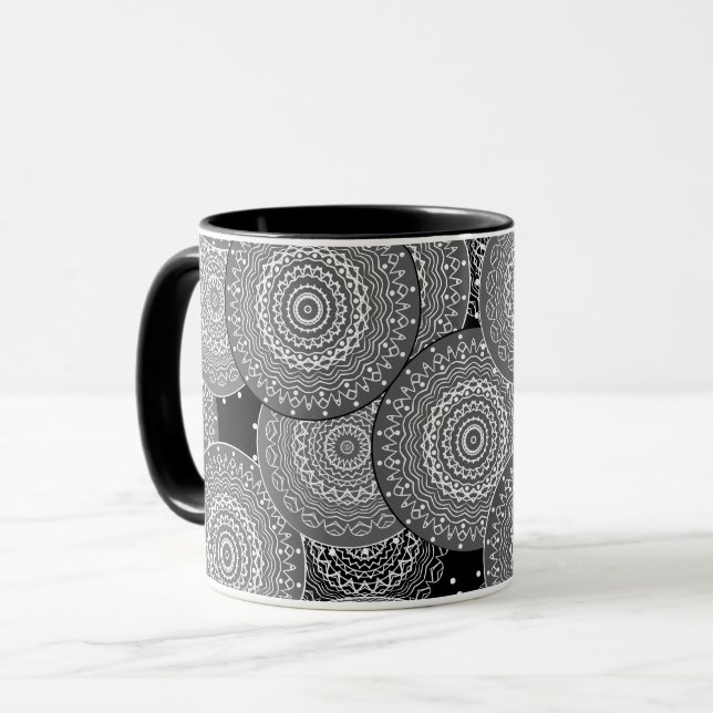 Abstract modern geometric circles round shapes man mug (Front Left)