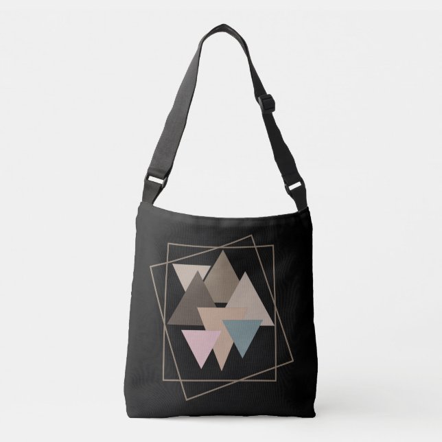 Abstract modern geometric futuristic art crossbody bag (Front)