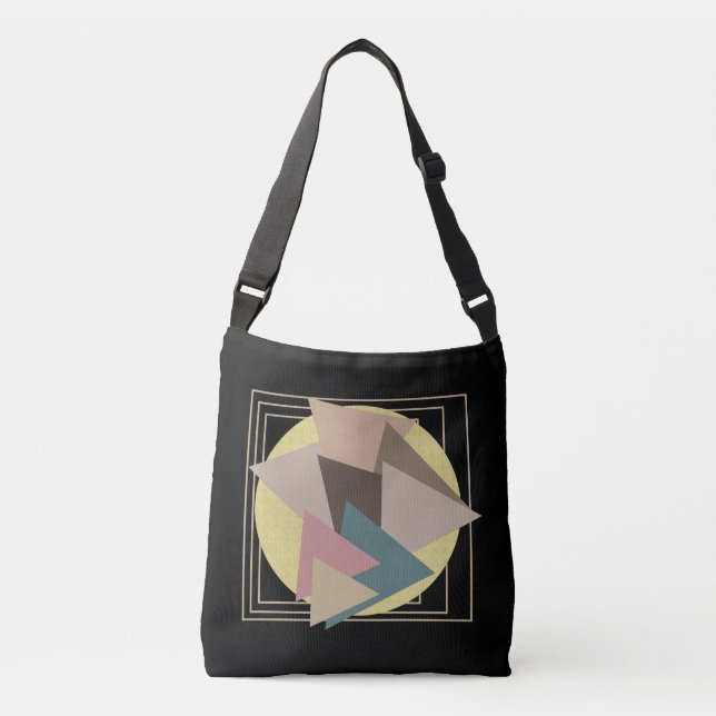Abstract modern geometric futuristic art crossbody bag (Front)